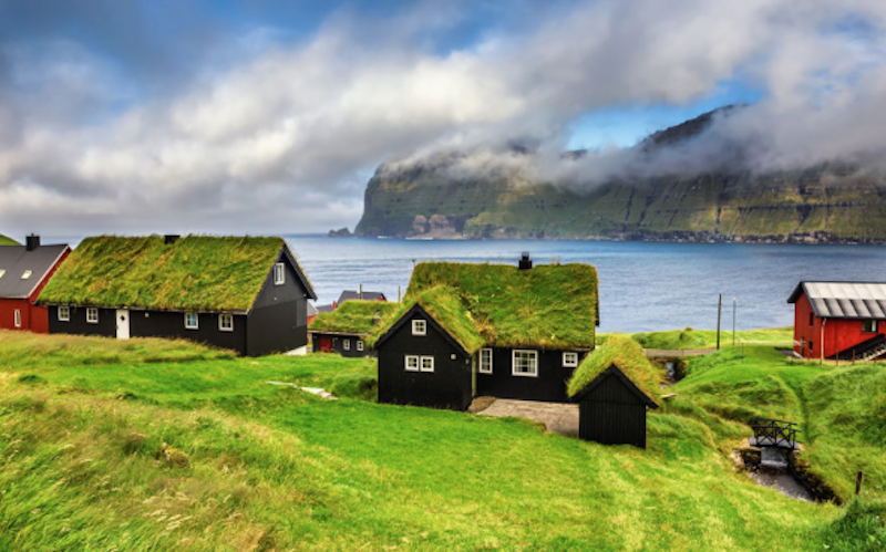 Скандинавские дома с «зелёными крышами». Фото